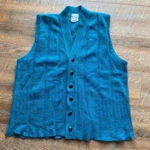 Vintage Lord Clayton Long Line Vest Cardigan Size XL Teal